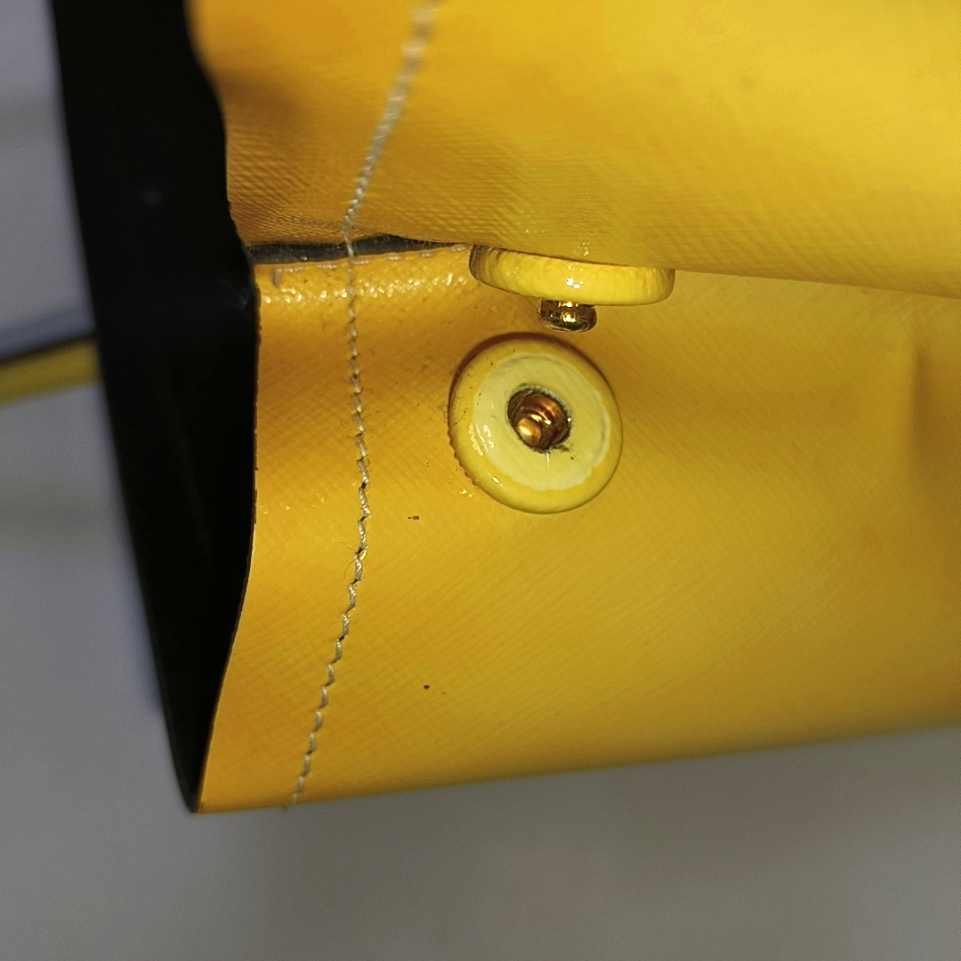 PRADA Double Yellow cowhide logo cross-grain shoulder bag Golden hardware Removable shoulder strap-(SKU)-945527362