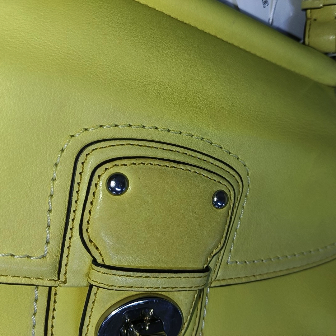 COACH WILLIS Yellow Leather Fringe Weaved Handbag Silver Hardware-(SKU)-937311657