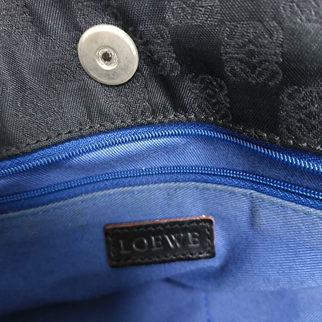 LOEWE Tote bag Black Fabric Single Shoulder Bag Handbag Silver Hardware shoulder straps-(SKU)-935826697