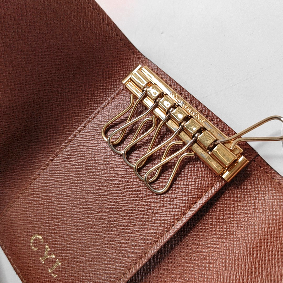 LOUIS VUITTON Brown Coated Canvas Monogram Key Bag Golden hardware-(SKU)-944332250