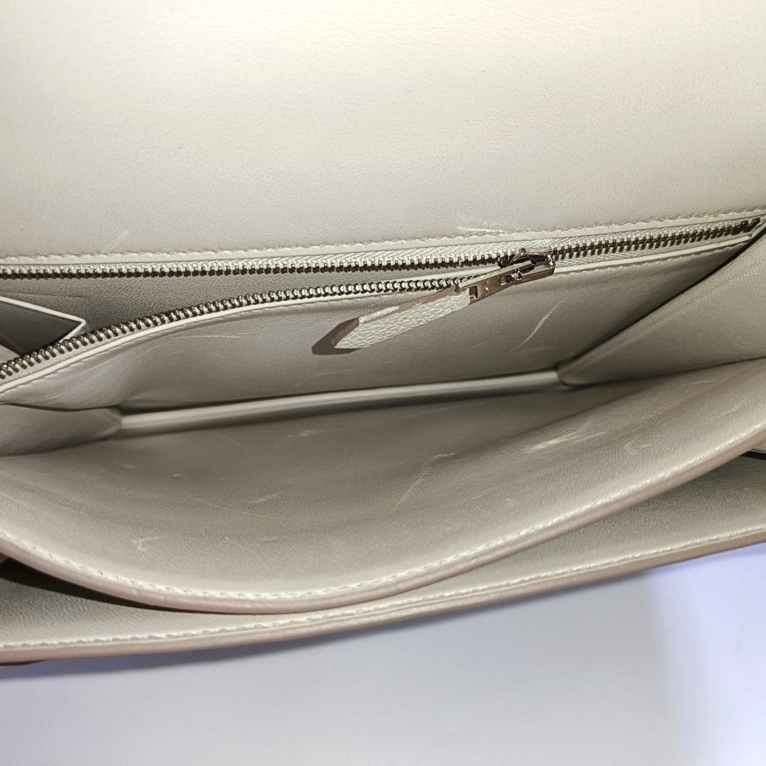 HERMÈS 2002 20 Cement Grey Evercolor Calfskin Crossbody Shoulder Bag with Silver Hardware, C-(SKU)-966838691