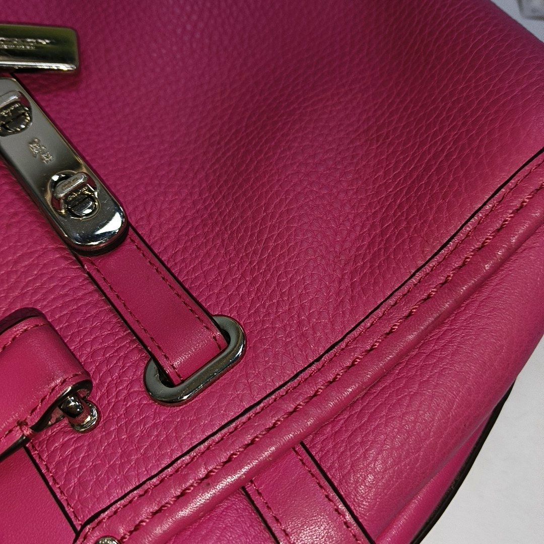 COACH SWAGGER Pink Cowhide Crossbody Bag Ruthenium color hardware Removable shoulder strap-(SKU)-928838798