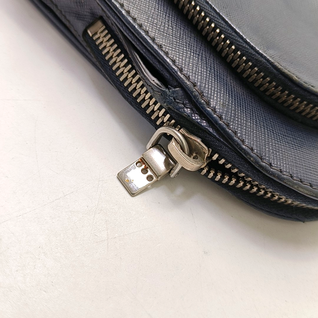 PRADA Dark Blue Leather Handbag Silver Hardware-(SKU)-954413734