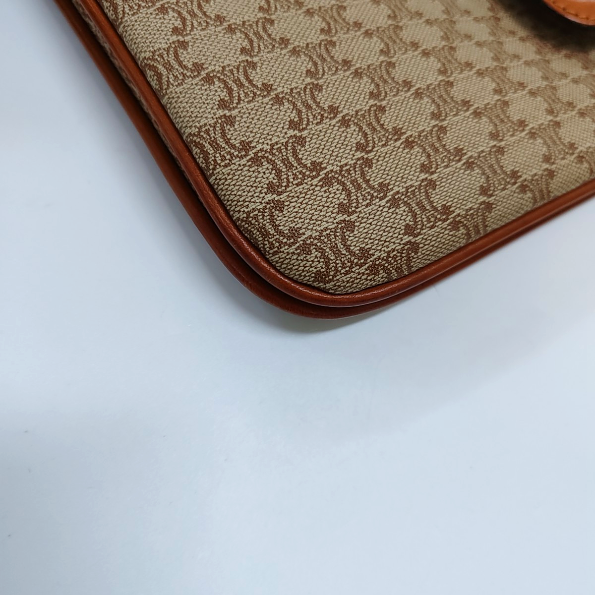 CELINE Brown Coated Canvas Single Shoulder Bag Crossbody Bag Golden hardware Removable shoulder strap-(SKU)-957821065