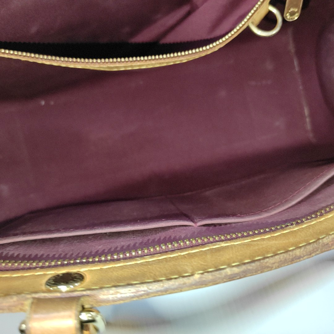LOUIS VUITTON BREA Burgundy Patent Leather Monogrammed Grained Handbag Shoulder Bag Golden hardware Removable shoulder strap-(SKU)-13772850