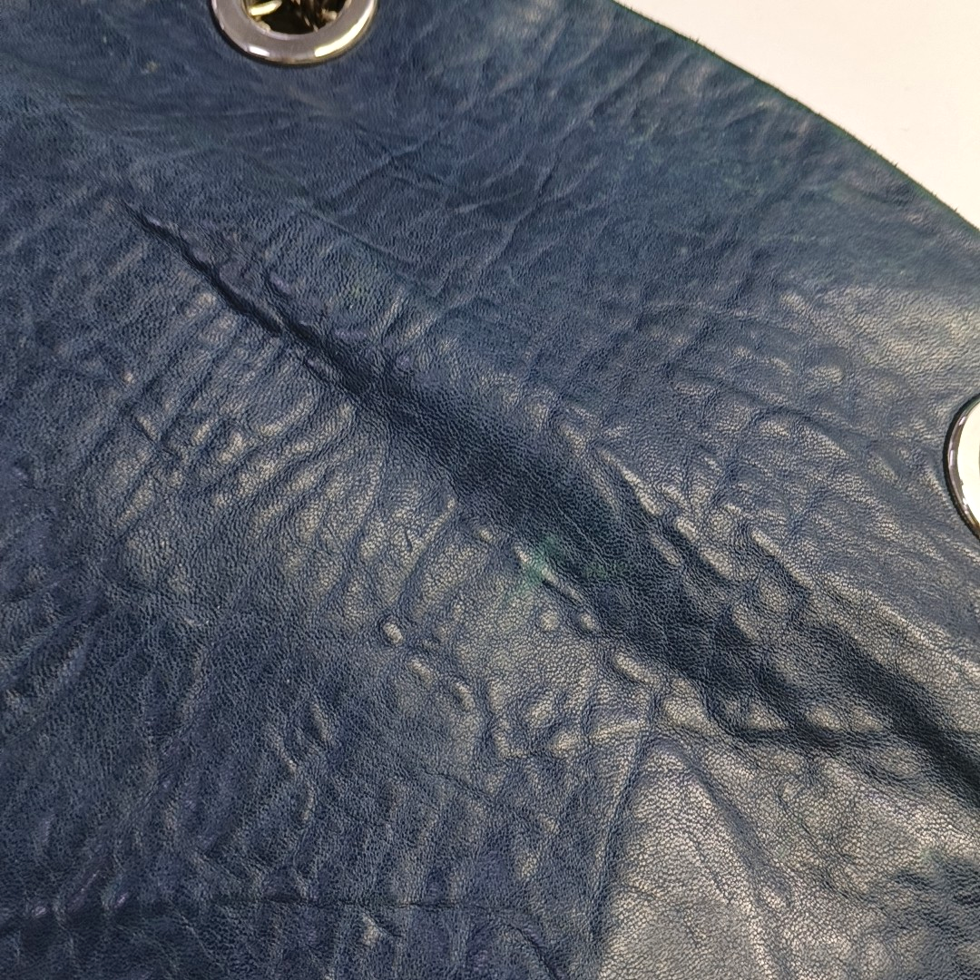 CELINE Dark blue cowhide shoulder bag Silver Hardware-(SKU)-945570761