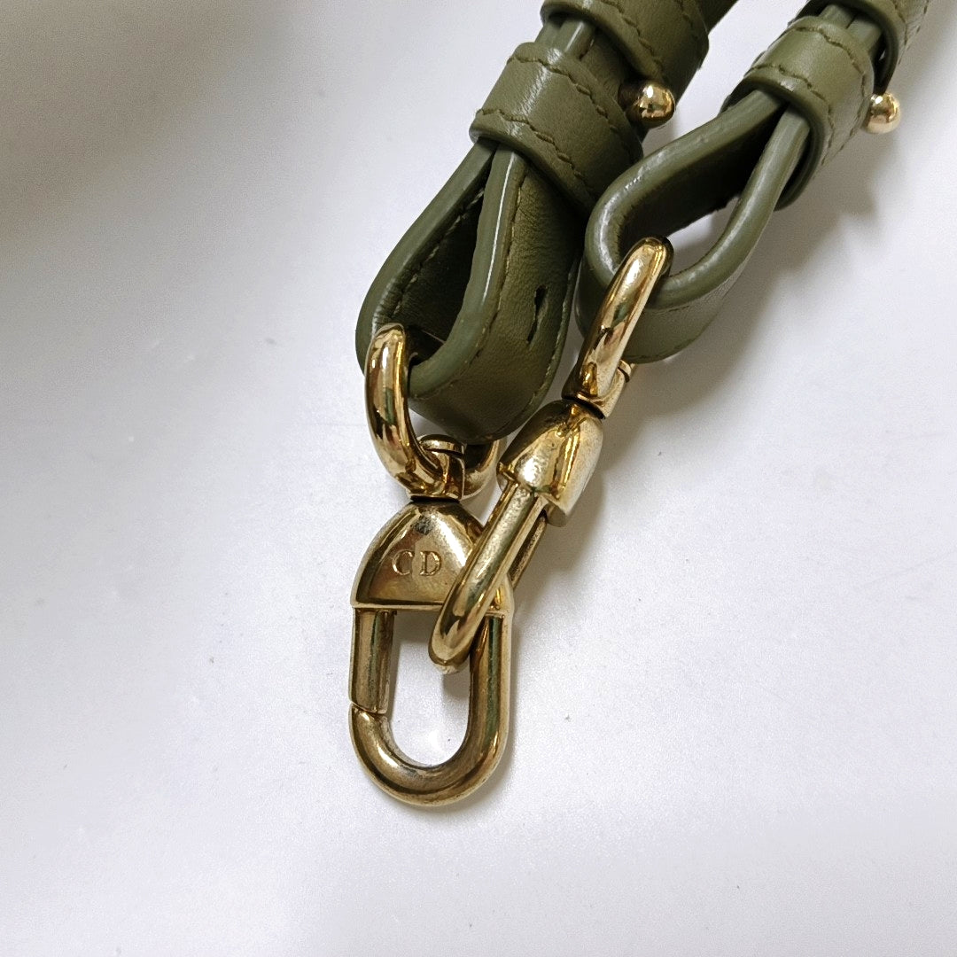 DIOR Lady Dior Small Green Lamb Skin Quilted Cannage Four-Gusset Shoulder Bag with Golden Hardware and Detachable Strap-(SKU)-970118154