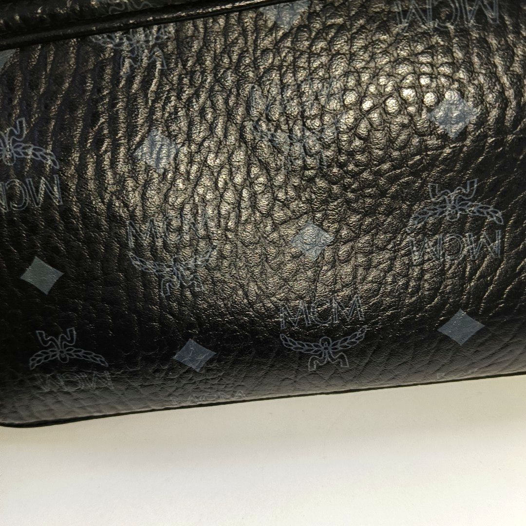 MCM STARK Small size Black Coated Canvas Monogram Studs Backpack Golden hardware-(SKU)-942517154
