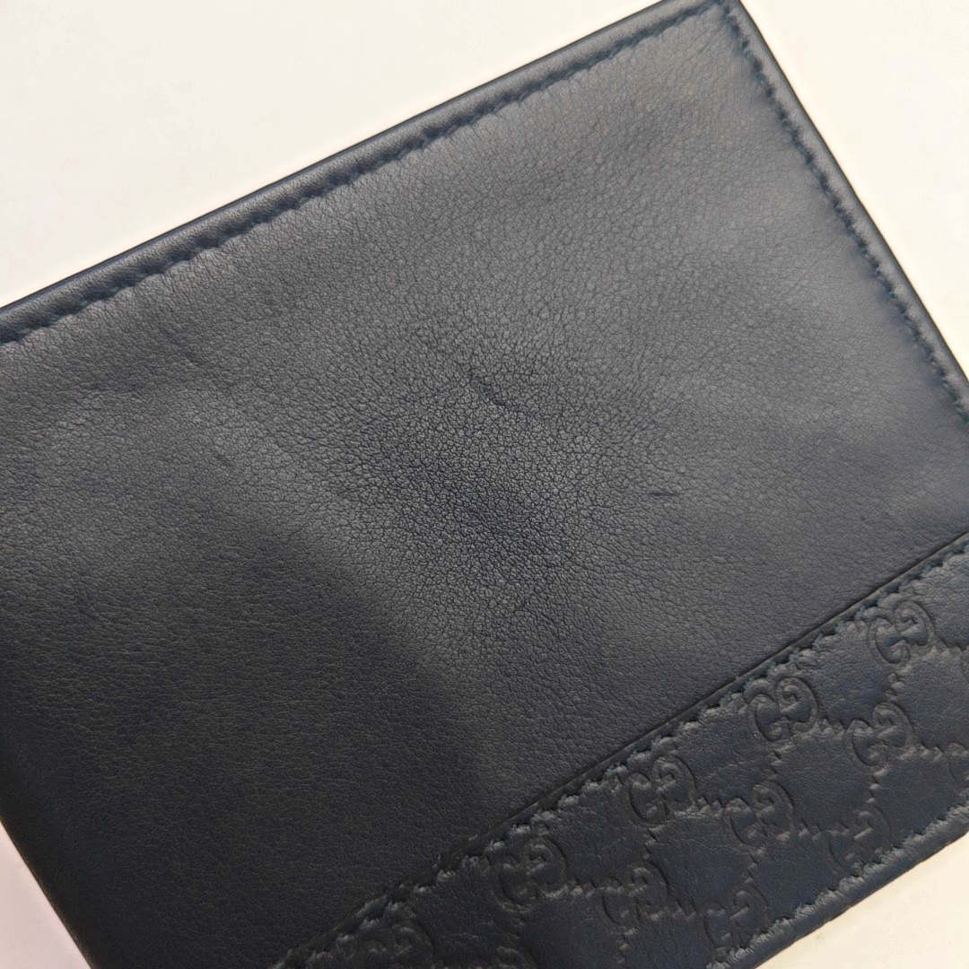 GUCCI Dark blue leather old-favorite textured wallet-(SKU)-945235546