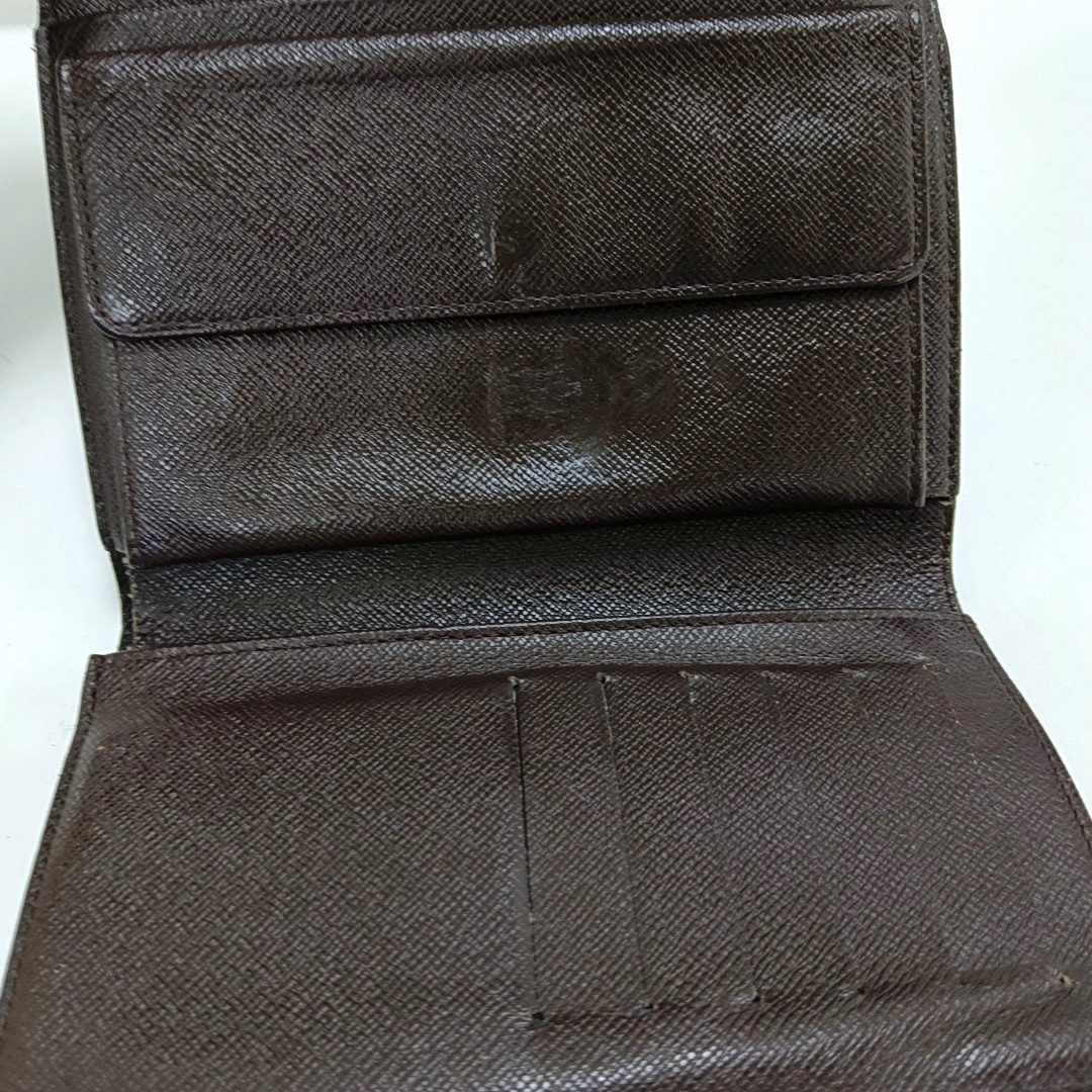 LOUIS VUITTON TRESOR Brown Coated Canvas Checkered Wallet Golden hardware-(SKU)-960314617