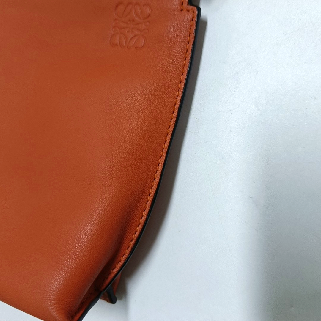 LOEWE T Pouch Orange Cowhide Crackle Handbag Golden hardware-(SKU)-940021177