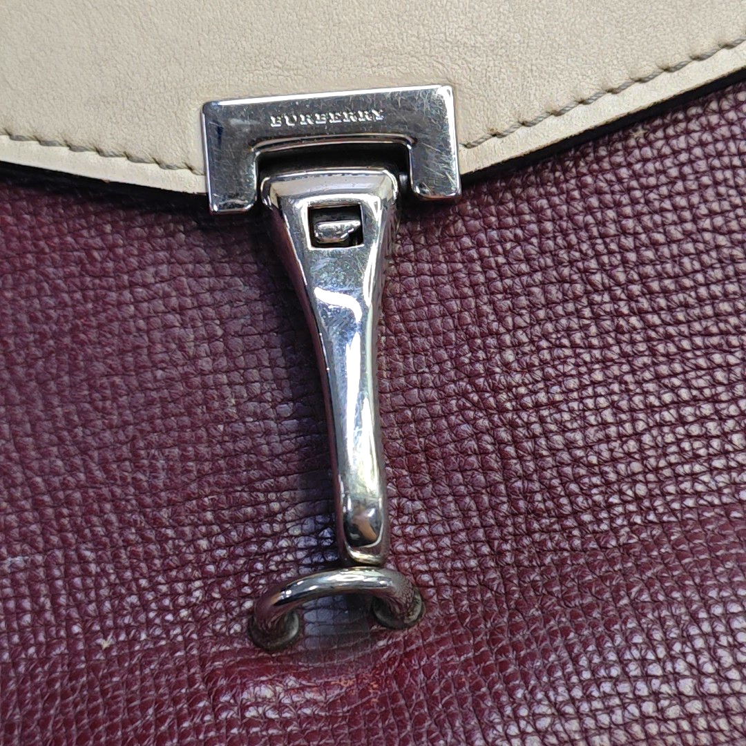 BURBERRY Macken Small size Burgundy Cowhide Single Shoulder Bag Crossbody Bag Silver Hardware Removable shoulder strap-(SKU)-947140810