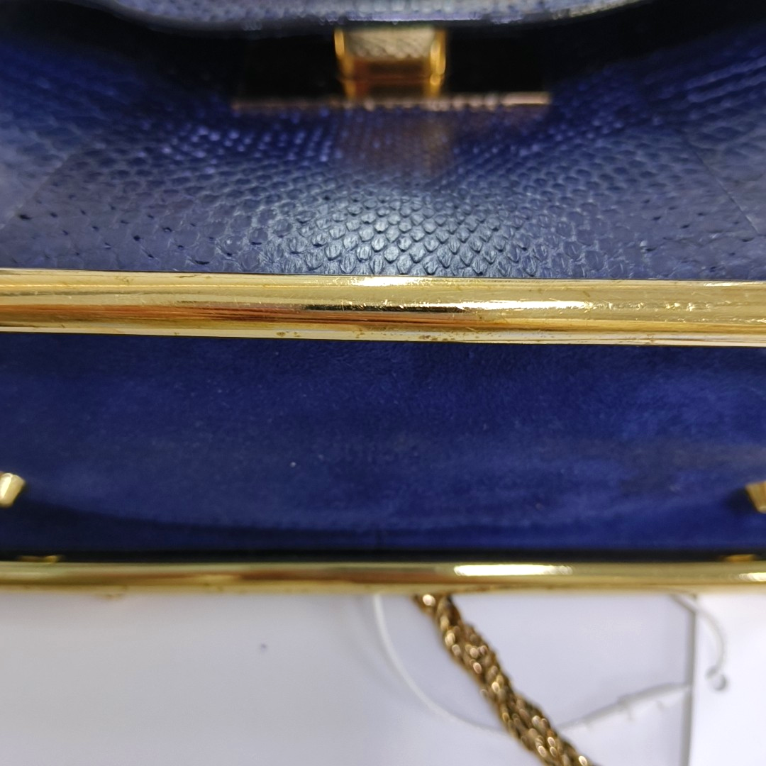 Chloé Sally Small size Dark Blue Snake Skin Crossbody Bag Golden hardware-(SKU)-935267060