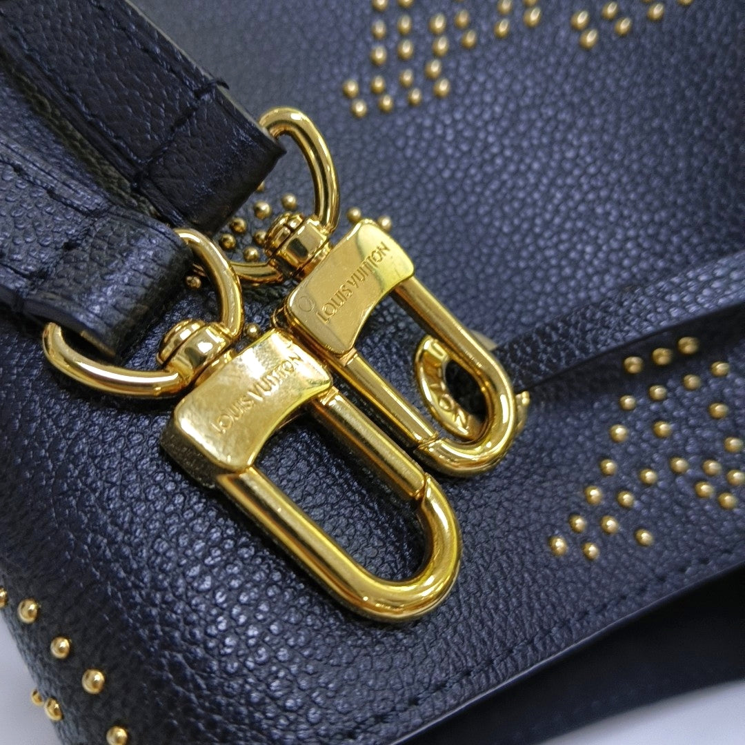 LOUIS VUITTON NÉONOÉ BB Black Leather Studs Shoulder Bag Tote Bag Crossbody Golden Hardware 2 Removable Shoulder Straps-(SKU)-969966256