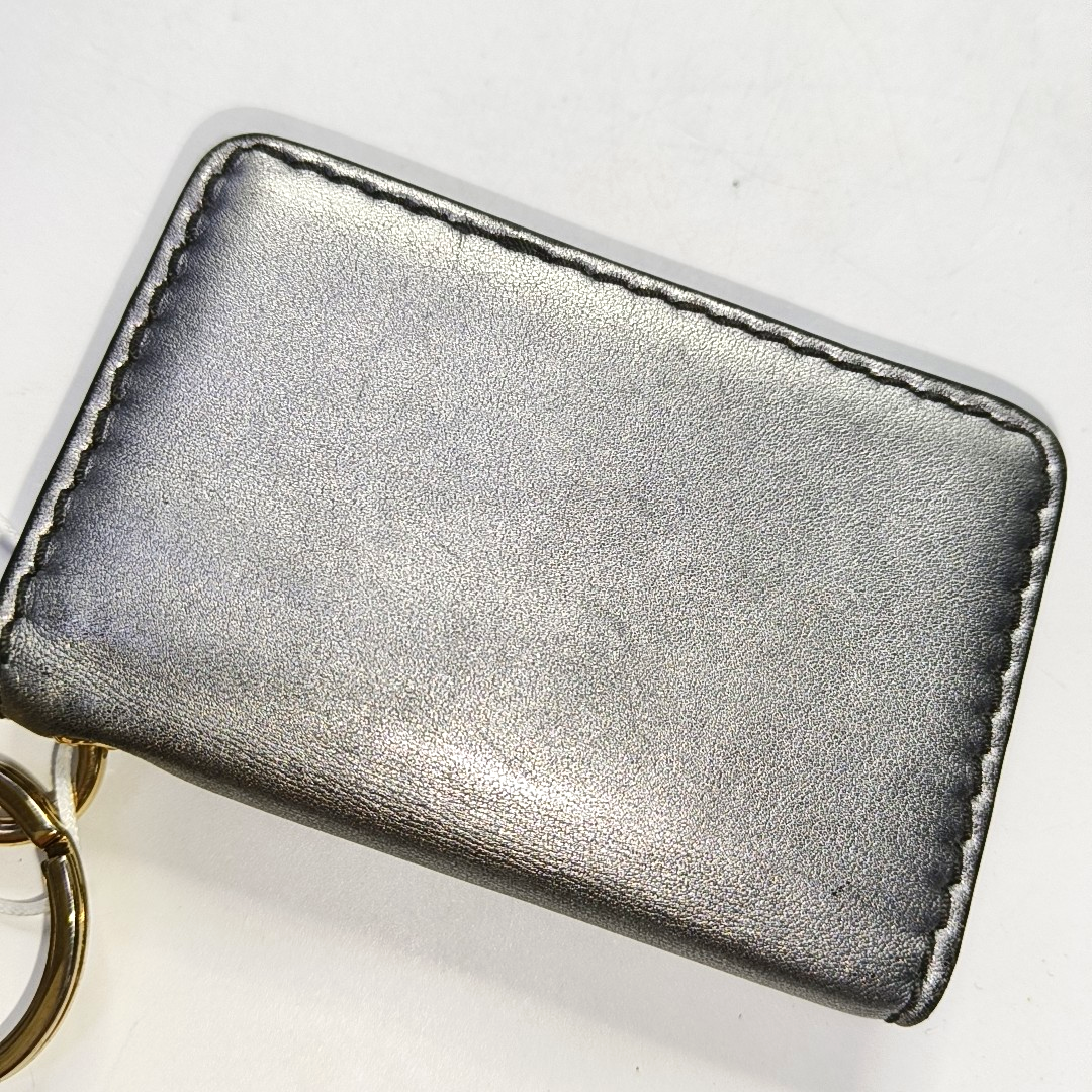 DIOR J'Adior Gray Cowhide Studs Card Case Golden hardware-(SKU)-956355272