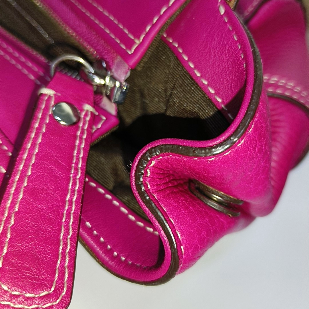 COACH Tote bag Hot Pink Leather Shoulder and Handbag Silver Hardware-(SKU)-933278329