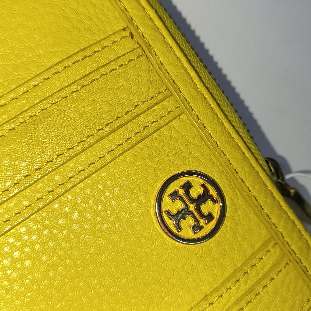 TORY BURCH Walker Yellow Leather Wallet Golden hardware-(SKU)-942221638