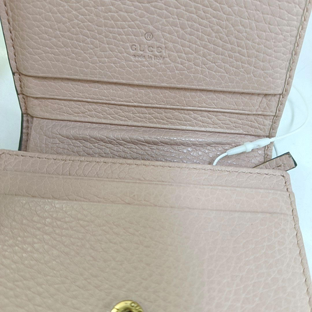 GUCCI Animalier Pink Leather Bee Wallet Golden hardware Complete Accessories-(SKU)-959367286