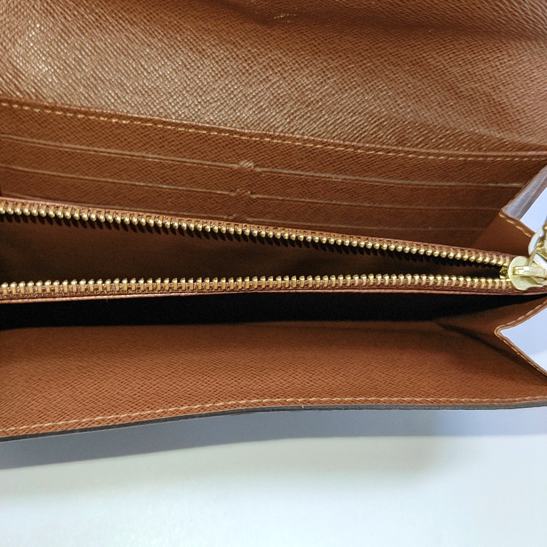LOUIS VUITTON PORTE MONNAIE Brown coated canvas vintage wallet Golden hardware-(SKU)-956342915