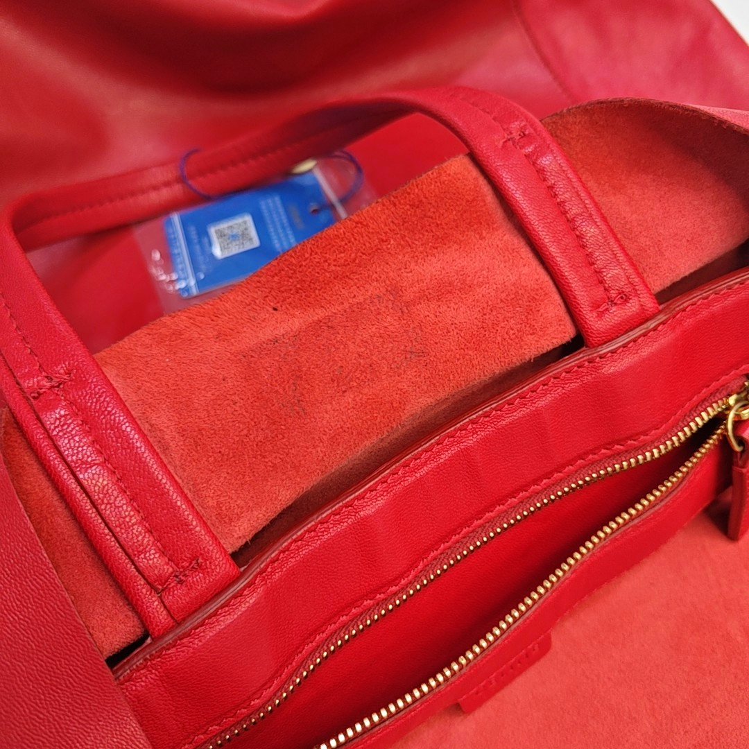 CELINE VERTICAL CABAS Medium size Red Sheepskin Handbag Golden hardware-(SKU)-952291524