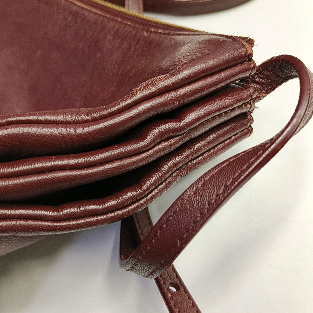CELINE TRIO Small size Burgundy Lamb Skin Single Shoulder Bag Crossbody Golden hardware-(SKU)-952278283