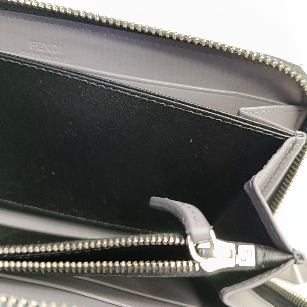 FENDI Diagonal 灰色牛皮双F印花钱包 Silver Hardware-(SKU)-954317346