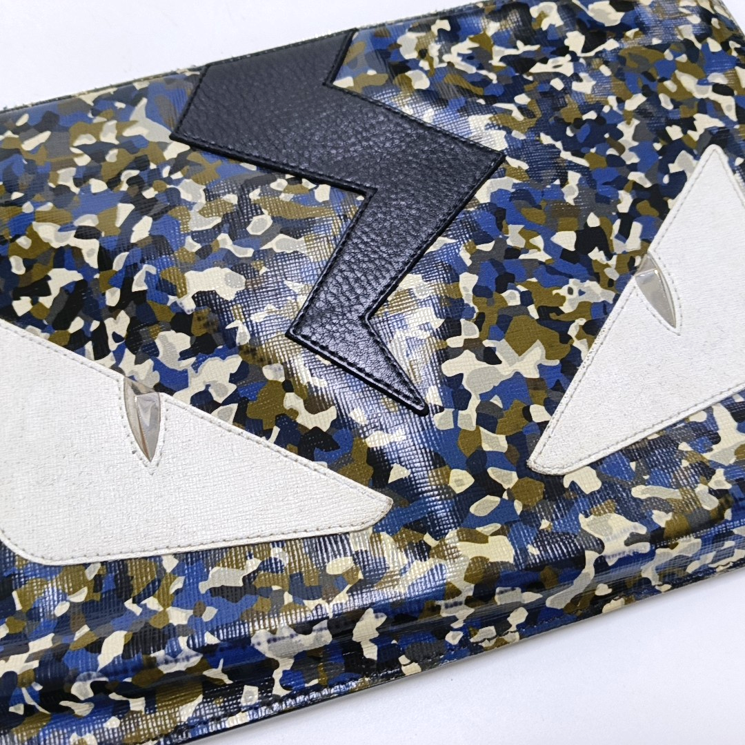 FENDI Multicolor Leather Mini Monster Clutch Silver Hardware-(SKU)-958684597