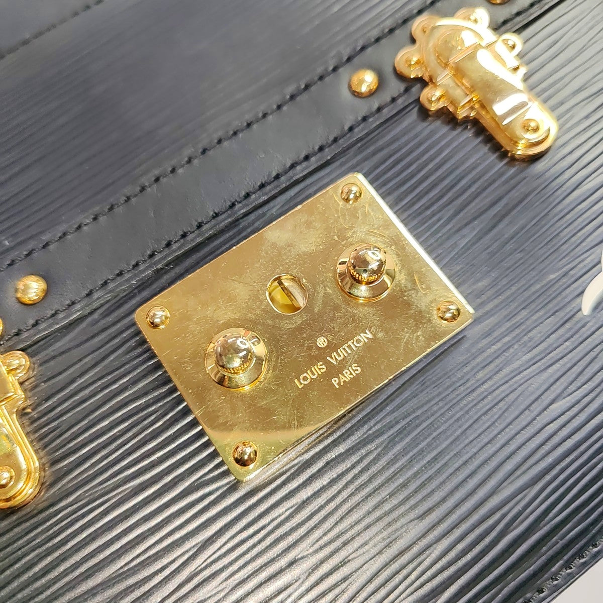 LOUIS VUITTON TRUNK Black EPI Leather Wavy Shoulder Bag, Crossbody with Golden Hardware Removable Strap-(SKU)-968503593