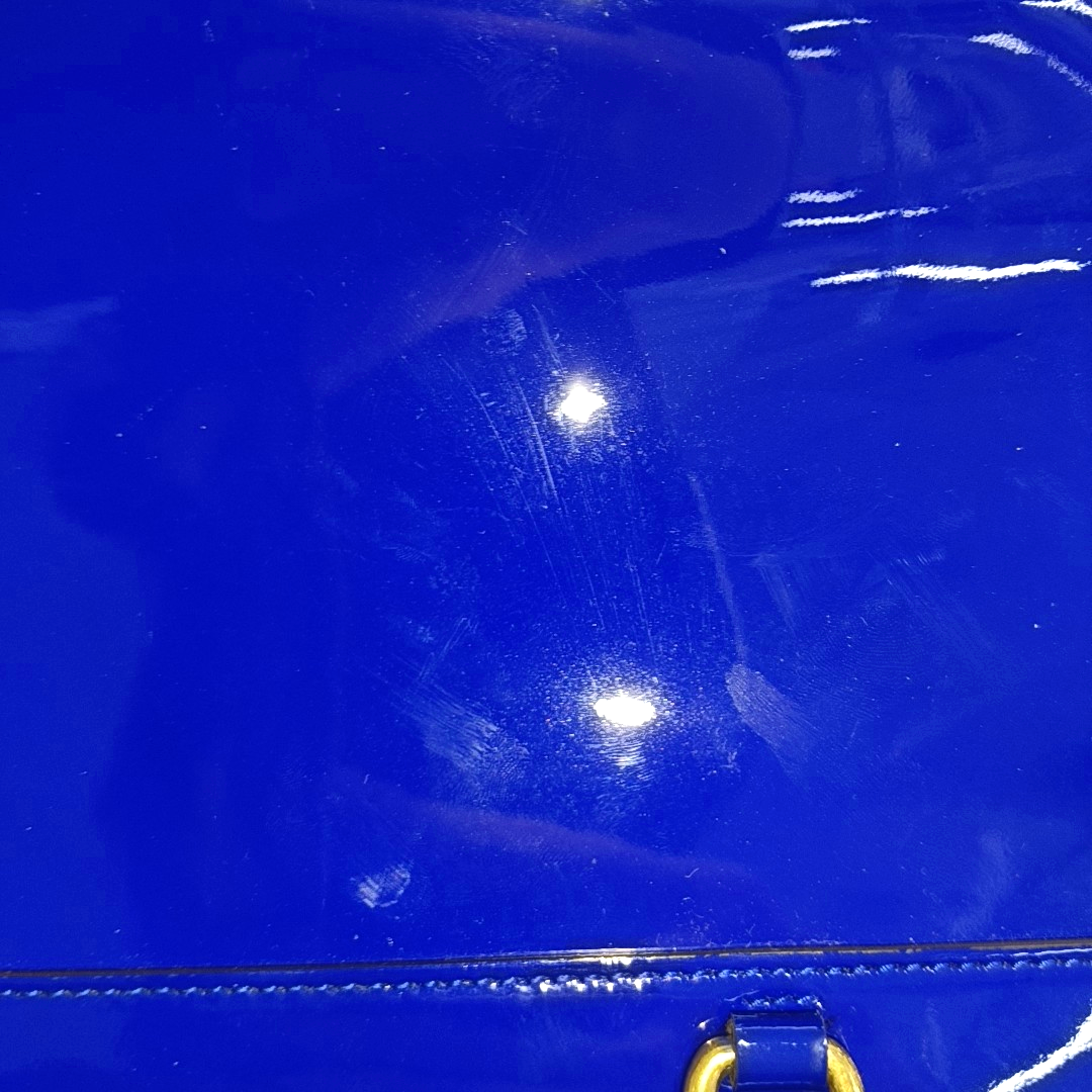 GUCCI Bright Bit Navy Blue Patent Leather Buckle Shoulder Bag Tote Crossbody Golden hardware Removable shoulder strap-(SKU)-939934256