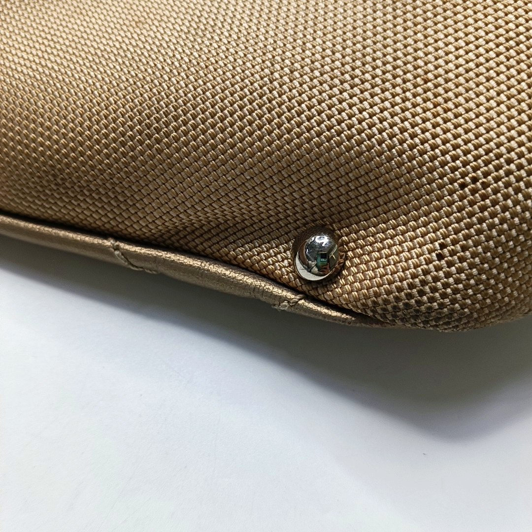 CHANEL Tote bag Champagne Coated Canvas Monogrammed Quilted Handbag Silver Hardware 11nan-(SKU)-948373759