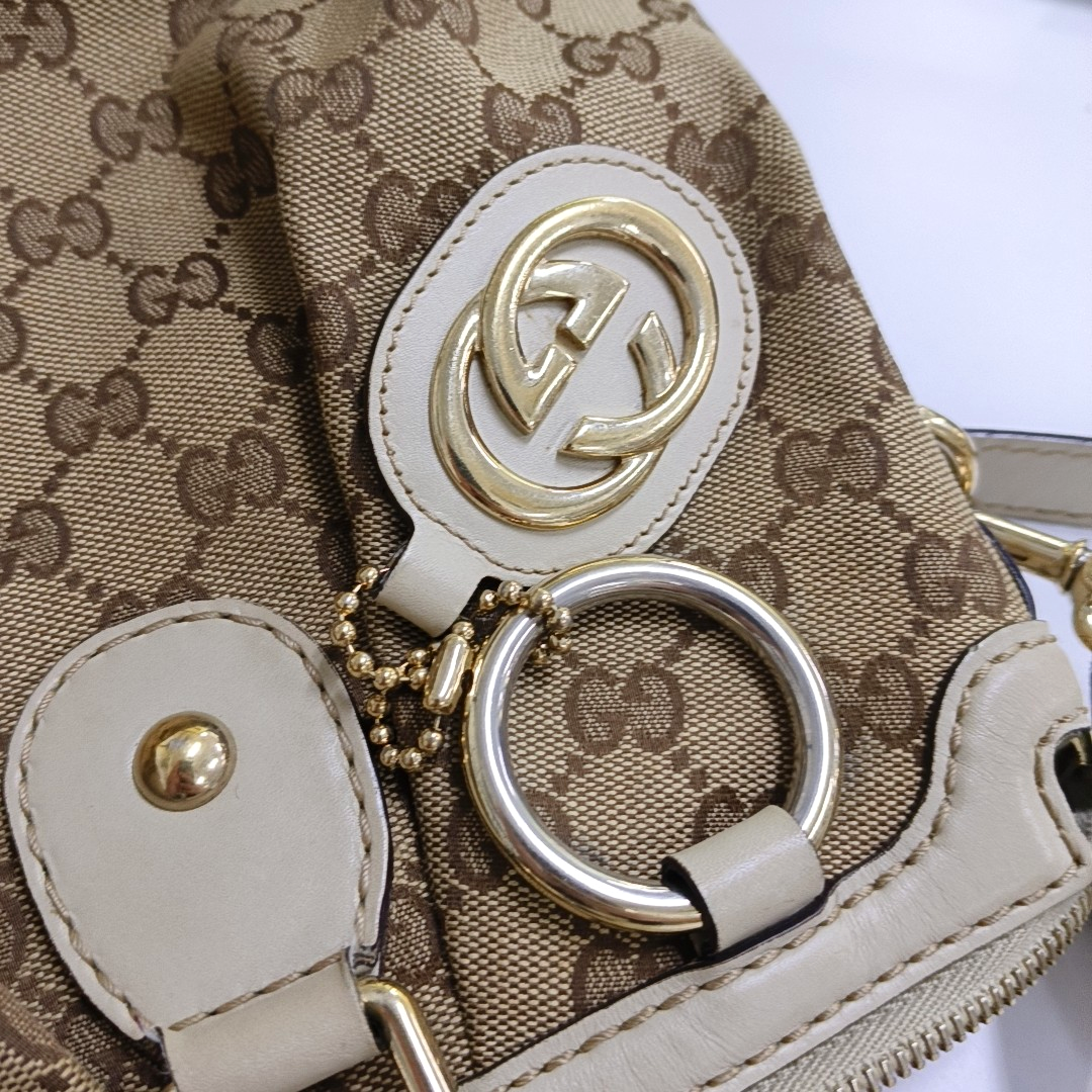 GUCCI Sukey Khaki canvas monogram crossbody bag, handbag Golden hardware Removable shoulder strap-(SKU)-946495807