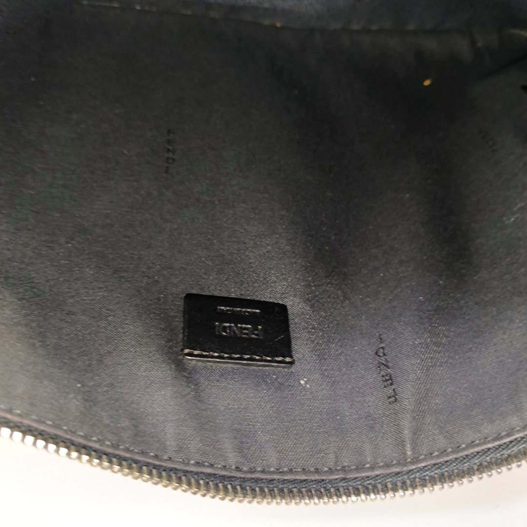 FENDI Karlito Black Leather Studs Handbag Silver Hardware-(SKU)-934933009