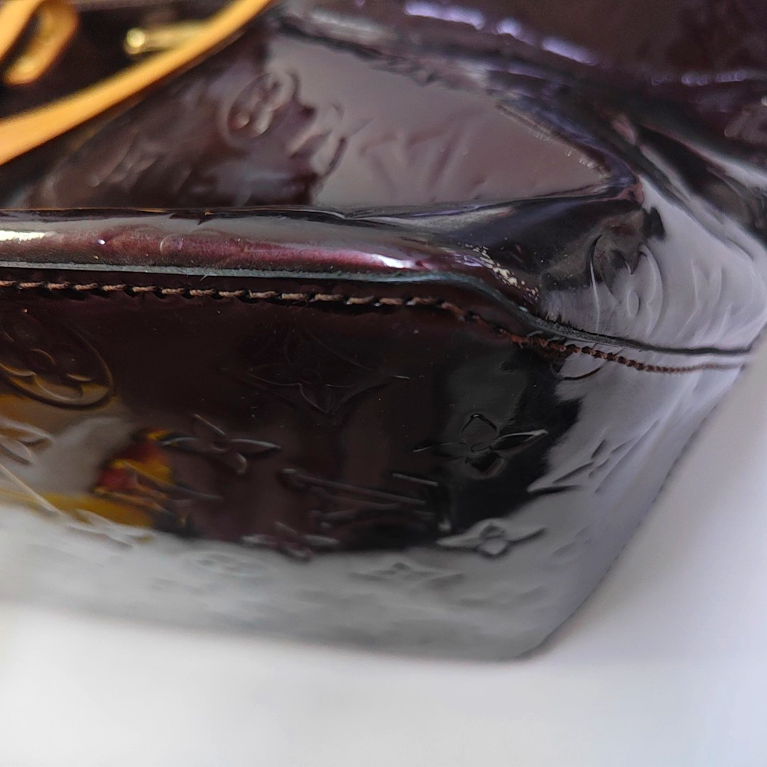 LOUIS VUITTON BELLEVUE Large size Burgundy Patent Leather Embossed Tote Bag Single Shoulder Bag Golden hardware-(SKU)-947527347