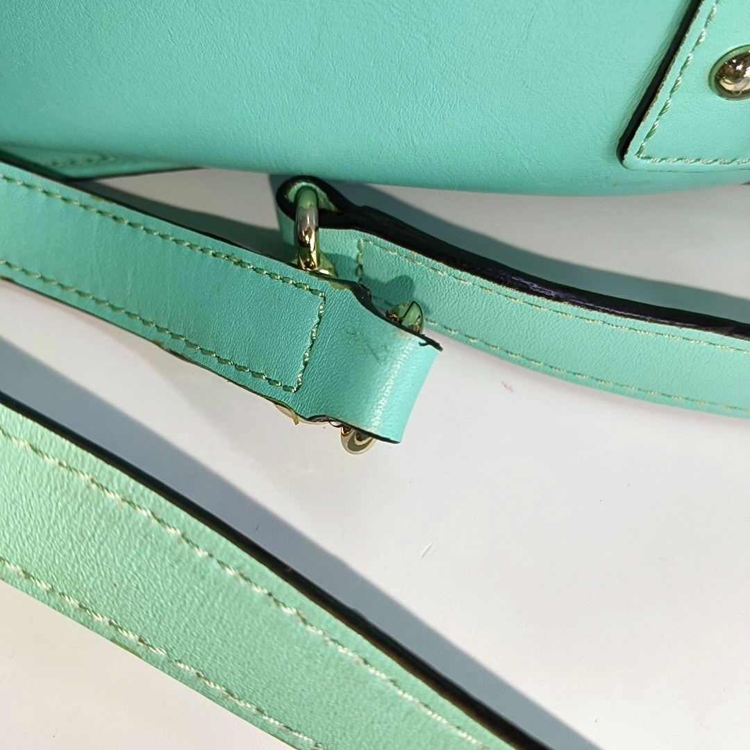 Kate Spade Green leather single shoulder bag handbag crossbody bag Golden hardware Removable shoulder strap-(SKU)-14289698