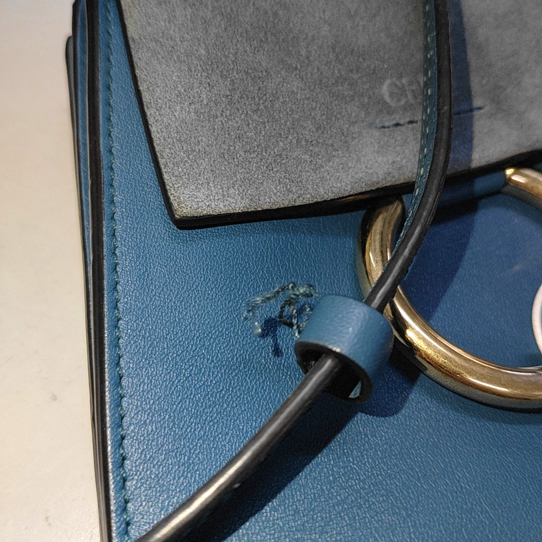 Chloé Faye Small size Blue cowhide single shoulder bag Golden hardware Removable shoulder strap-(SKU)-14470183