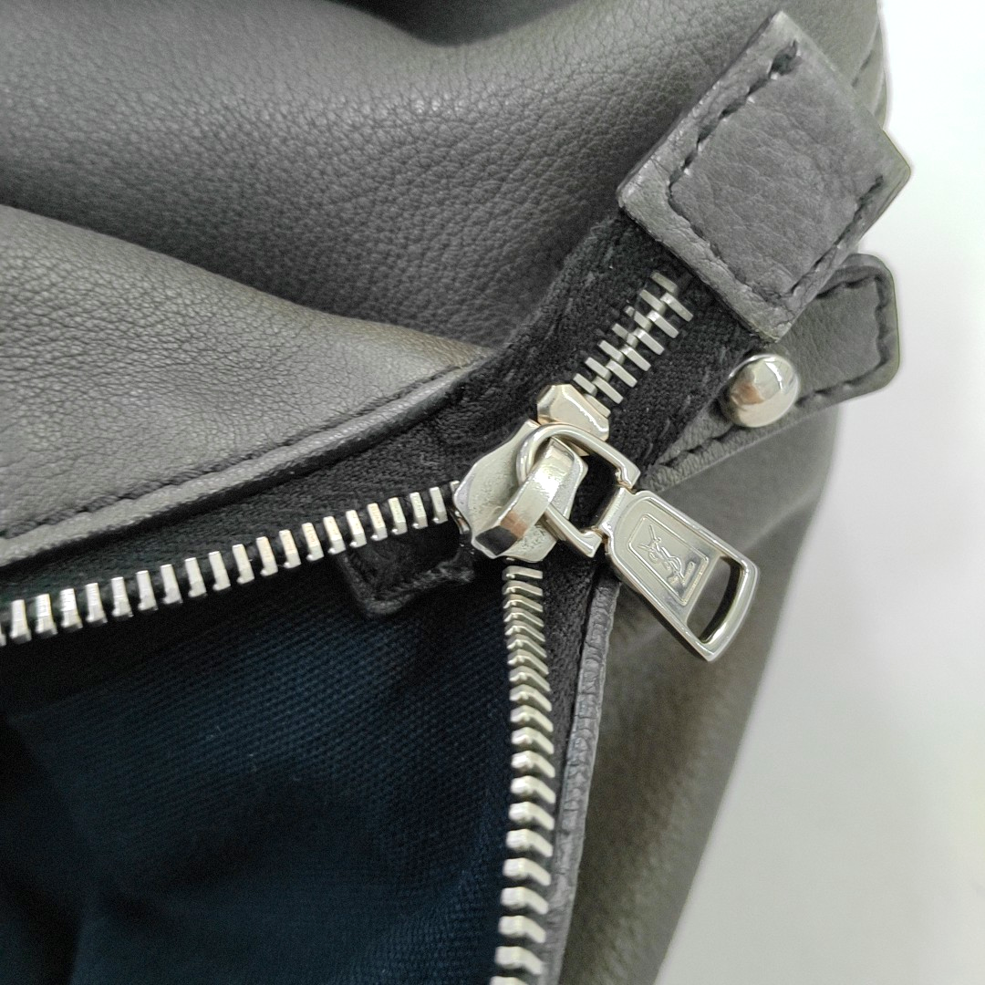 YSL EASY Medium size Dark Grey Leather Quilted Handbag Silver Hardware-(SKU)-955054552