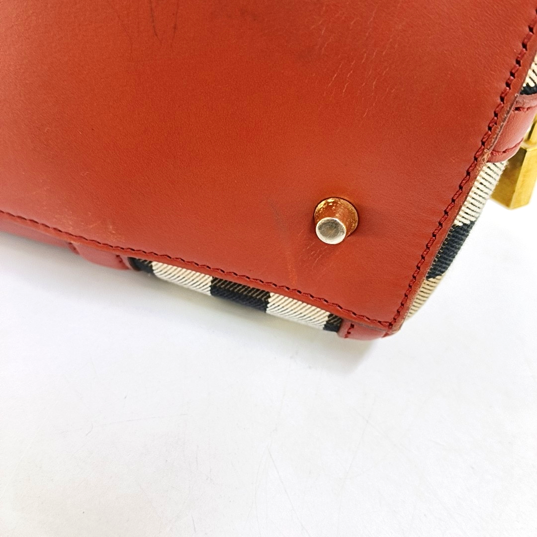 BURBERRY Alchester Red Canvas Handbag Golden hardware-(SKU)-959788155
