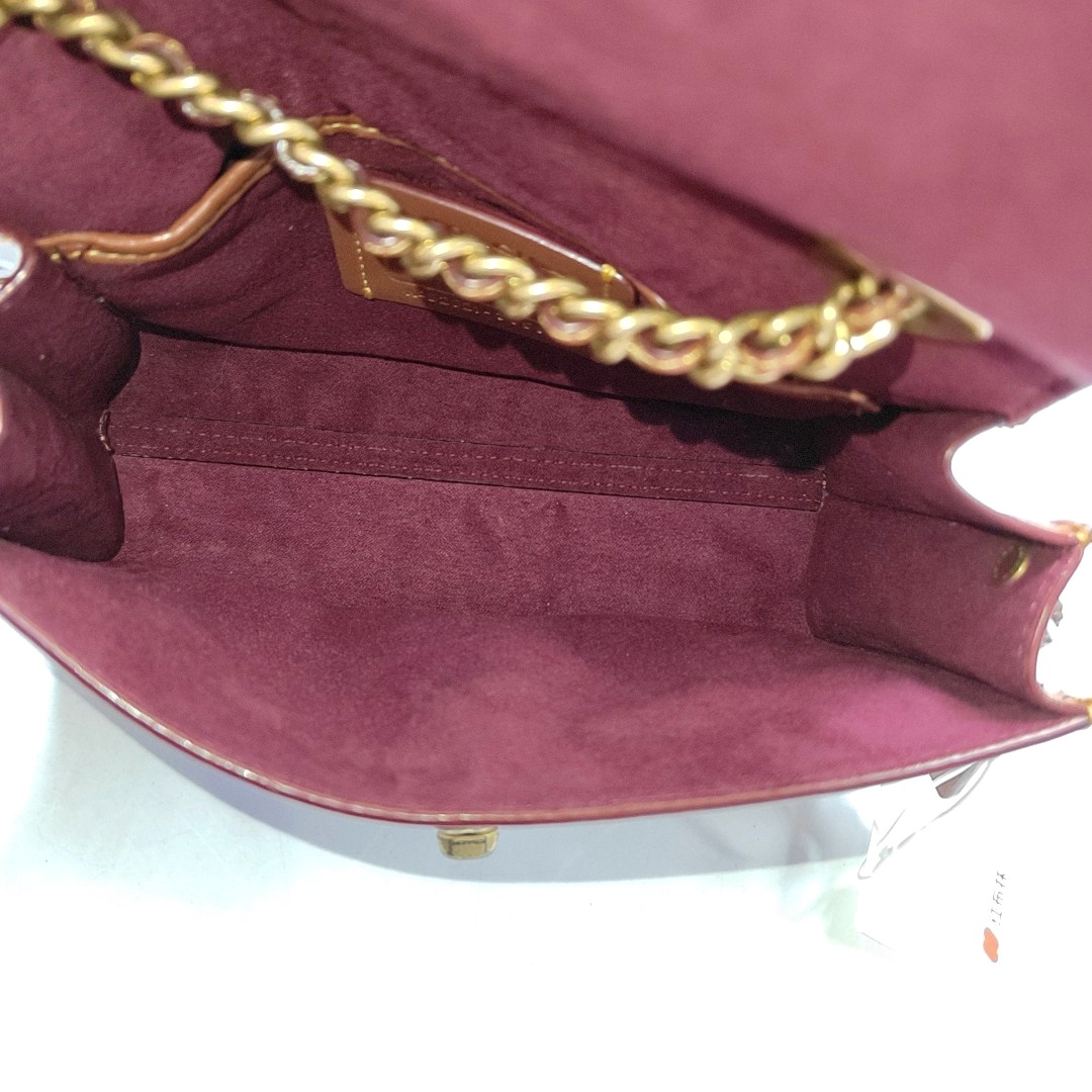 COACH PARKER 18 Brown Coated Canvas Monogrammed Studs Crossbody Shoulder Bag Golden hardware-(SKU)-944285676