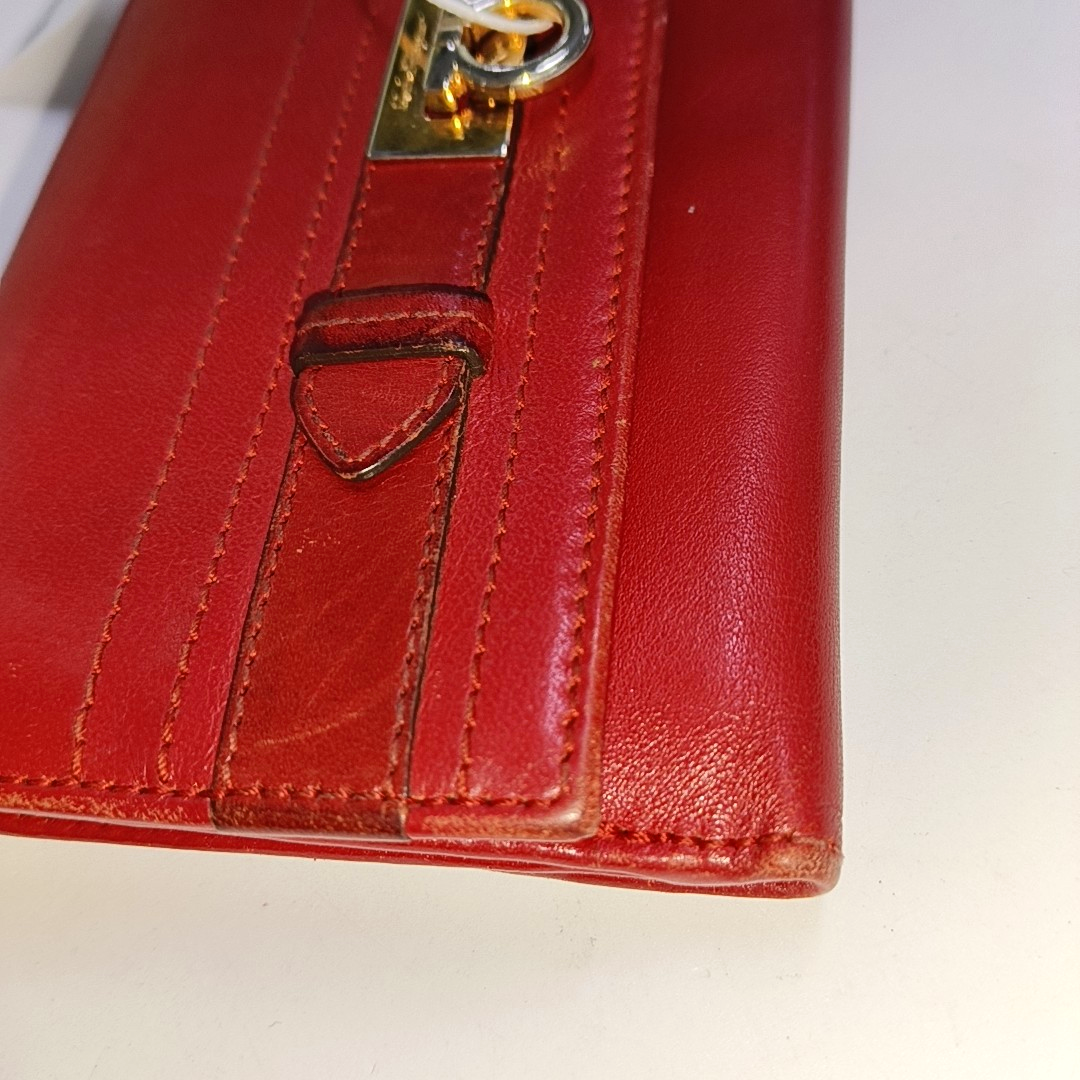 FERRAGAMO Red Leather Wallet Golden hardware-(SKU)-940253959