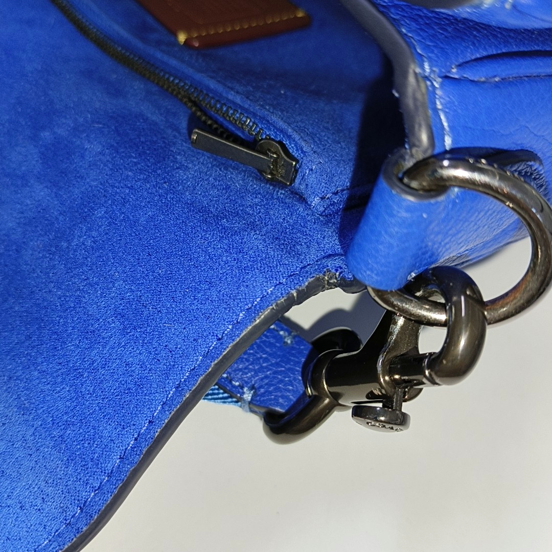 COACH PILLOW TABBY 26 Blue Cowhide Single Shoulder Bag Sling Bag Tote Silver Hardware Removable shoulder strap-(SKU)-943358336