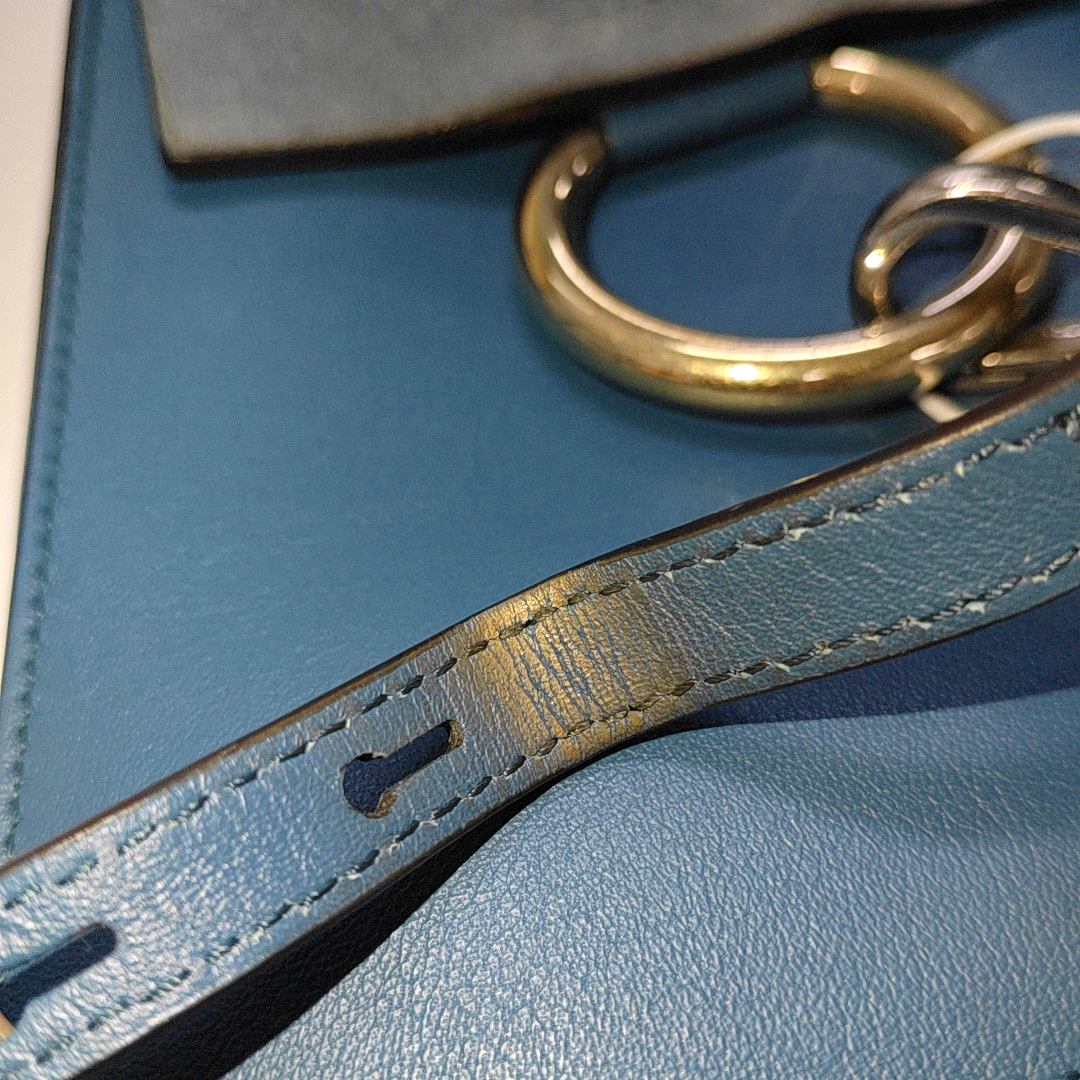 Chloé Faye Small size Blue cowhide single shoulder bag Golden hardware Removable shoulder strap-(SKU)-14470183