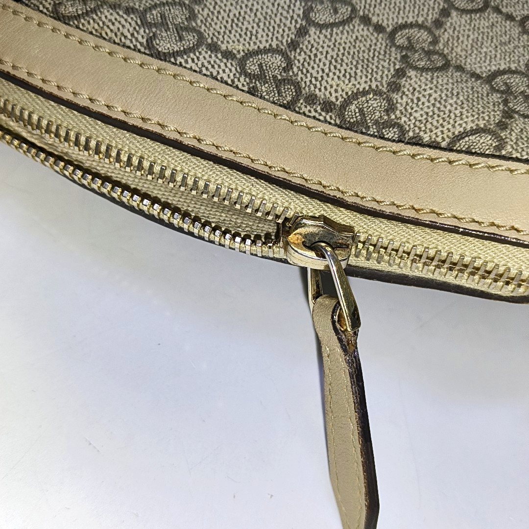 GUCCI GG Supreme Khaki Coated Canvas Monogrammed Single Shoulder Bag Tote Golden hardware Removable shoulder strap-(SKU)-944985050