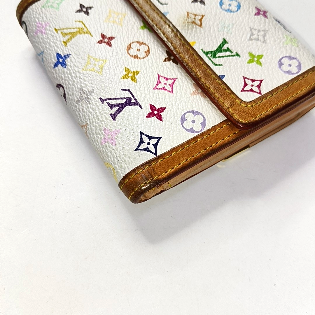 LOUIS VUITTON INTERNATIONAL White Tricolor Coated Canvas Monogrammed Wallet Golden hardware-(SKU)-956534892