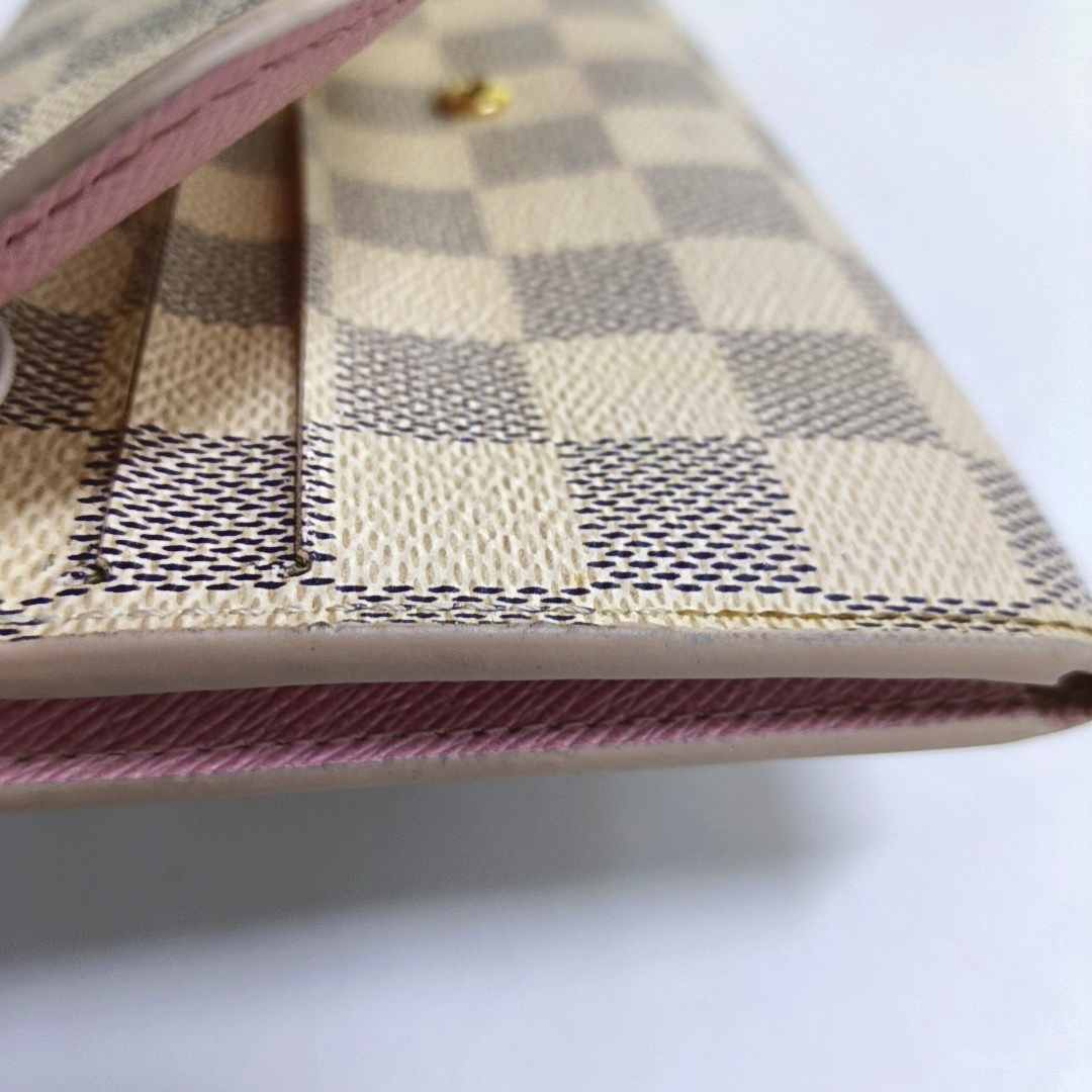 LOUIS VUITTON EMILIE White Coated Canvas Checkered Wallet Golden hardware-(SKU)-954698850