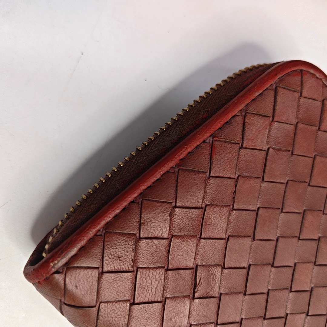 BOTTEGA VENETA Purple Cowhide Braided Wallet Golden hardware-(SKU)-948516731