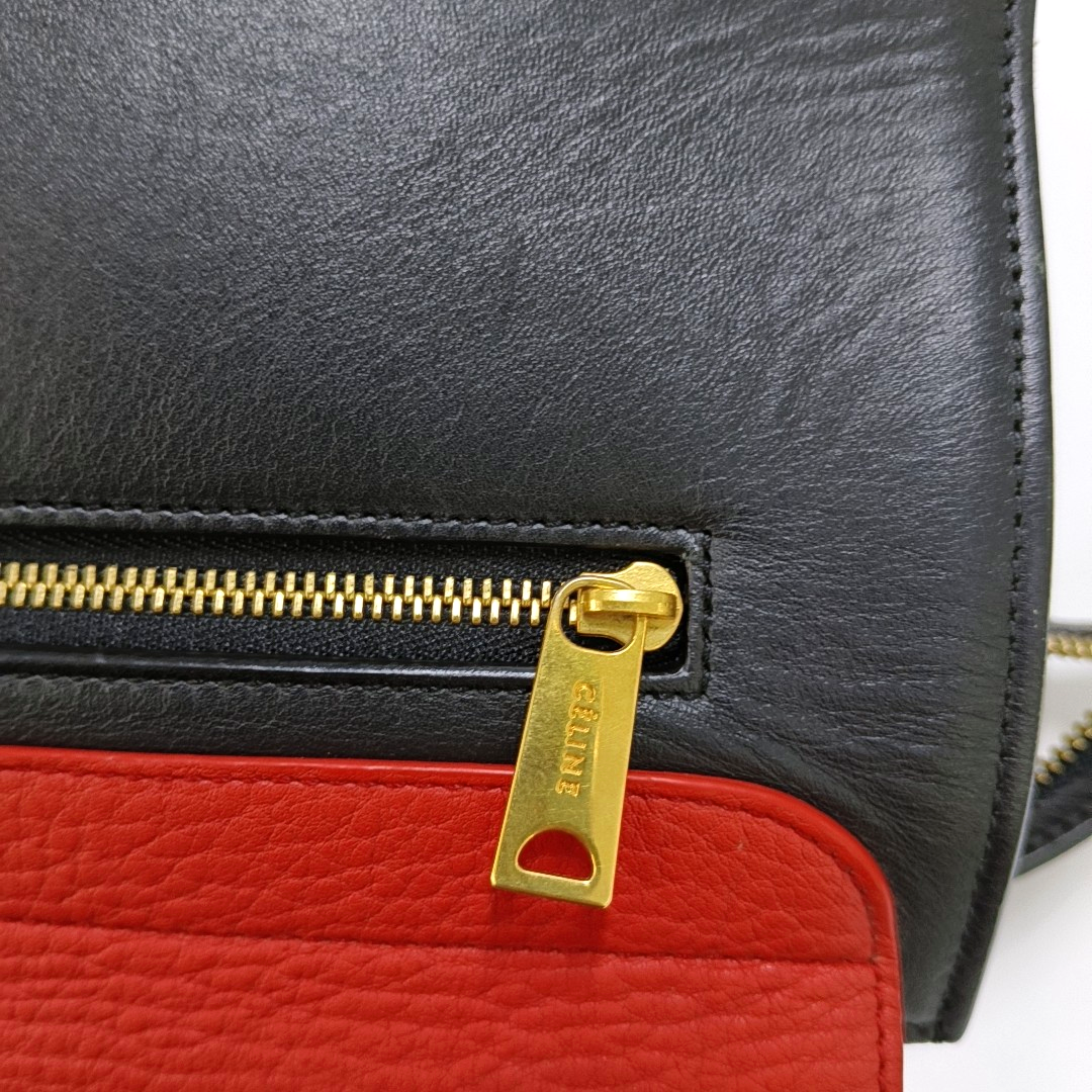 CELINE TRAPEZE Small size Multicolor Cowhide Swing Bag Single Shoulder Bag Handbag Golden hardware Removable shoulder strap-(SKU)-958711206