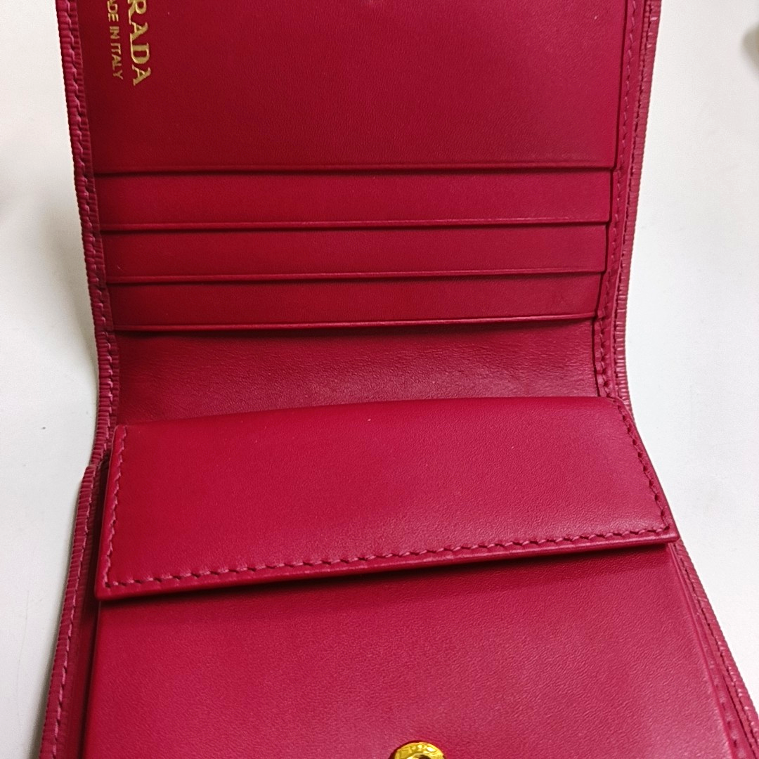 PRADA Fuchsia Leather Wallet Golden hardware-(SKU)-958110711
