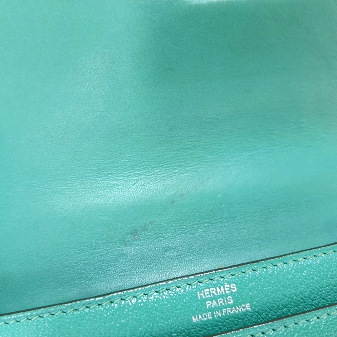 HERMÈS Verrou Mini Velvet Green Chèvre Mysore Goat Leather Gun Bag Crossbody Shoulder Bag Silver Hardware C-(SKU)-969129815
