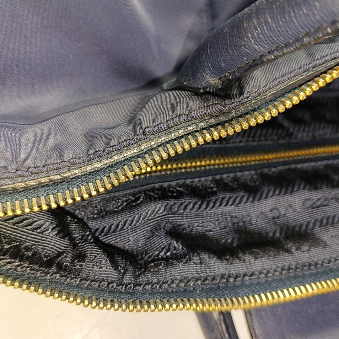 PRADA Tote bag Navy Nylon Logo Crossbody Bag Handbag Single Shoulder Bag Golden hardware-(SKU)-953507346