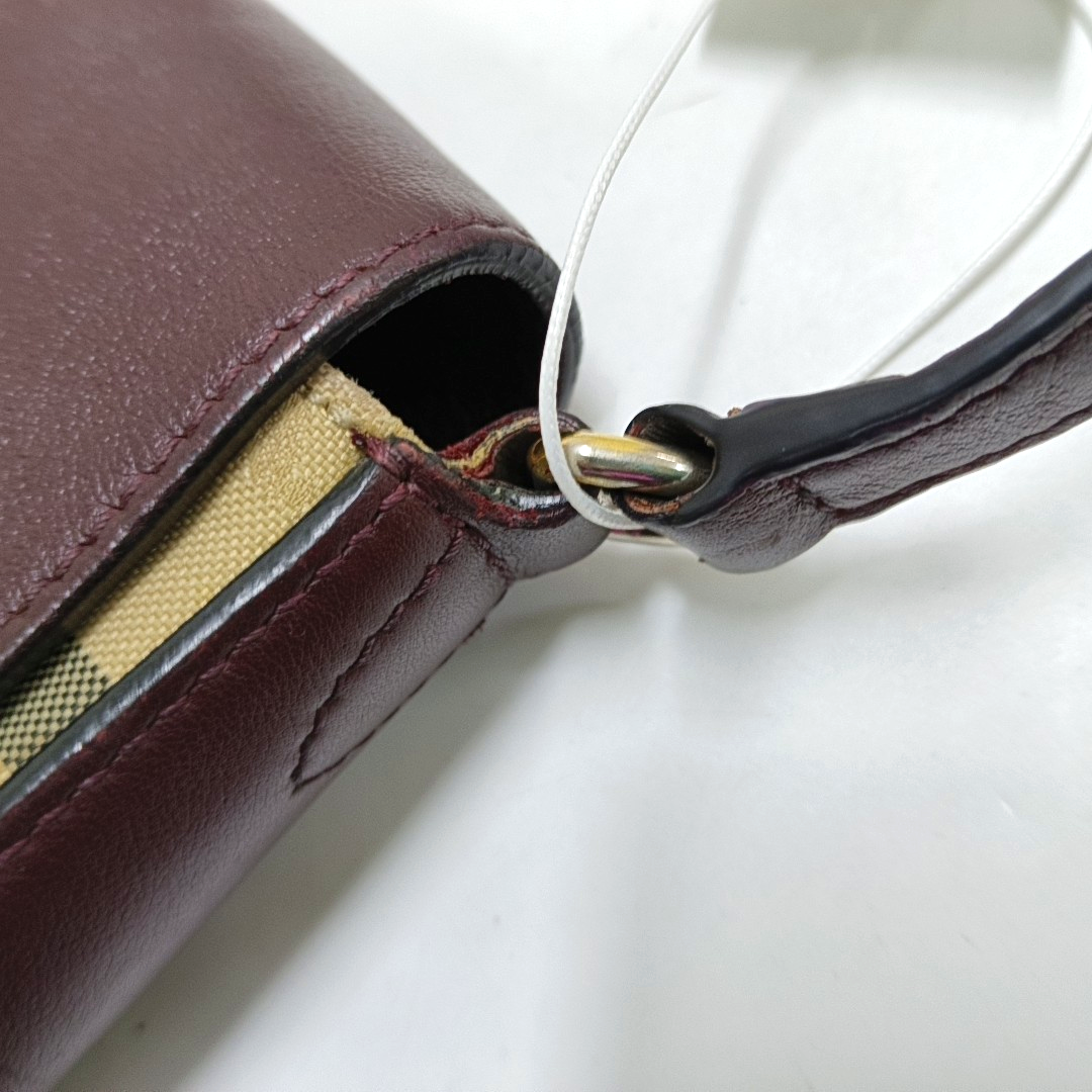 BURBERRY Burgundy cowhide crossbody single shoulder bag Golden hardware-(SKU)-959938783